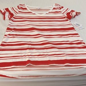 Red and cream strip! Christy T top by Lularoe!